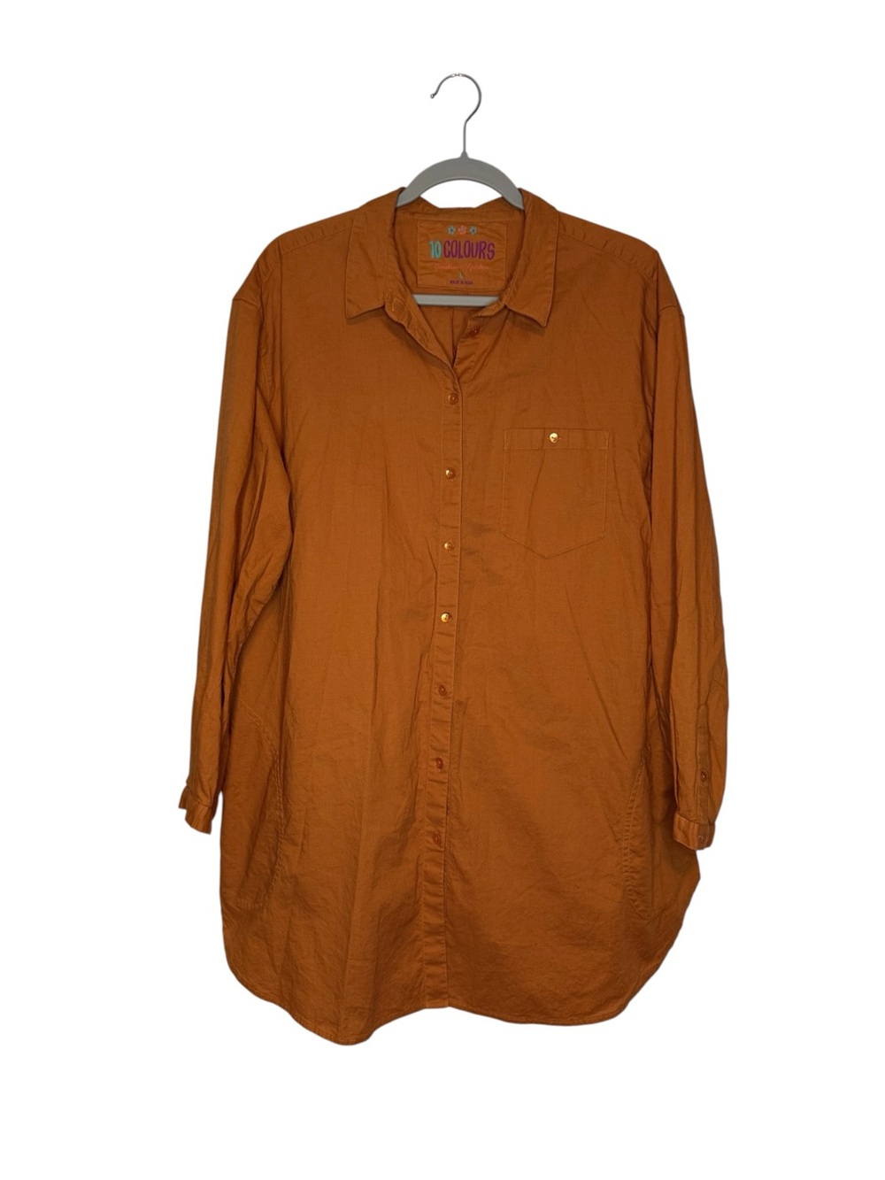 Gudren Sjoden 10 Colours Button Front Long Sleeve Tunic Top Size Large